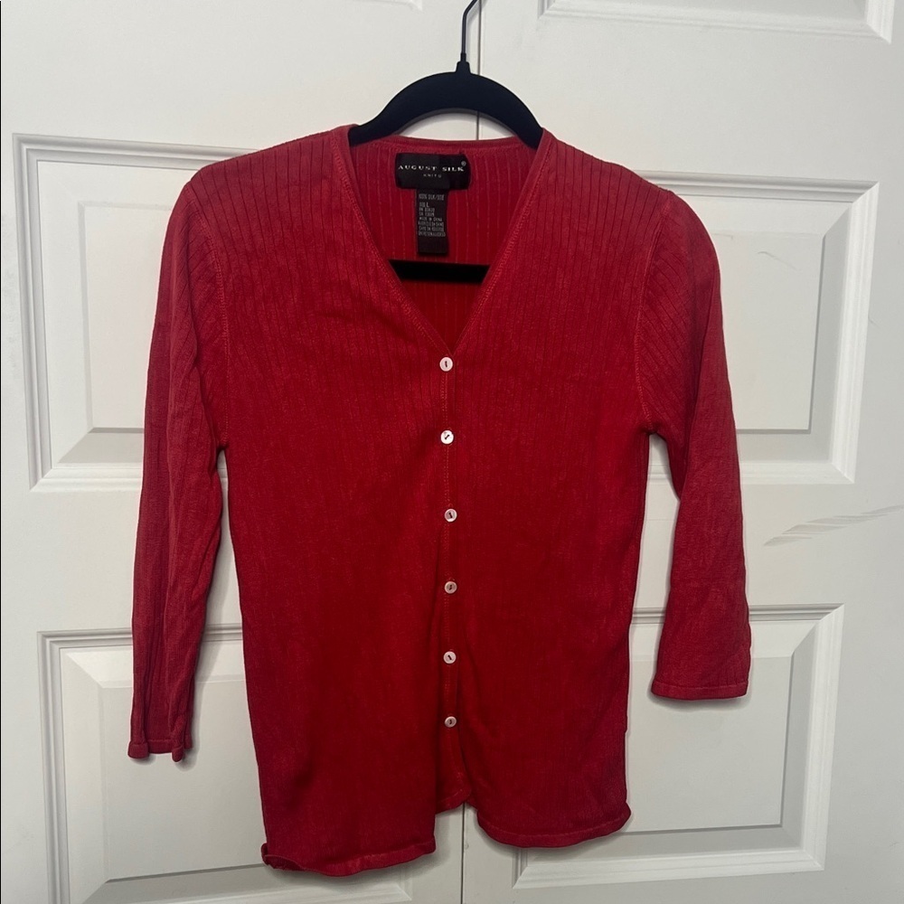 August Silk Vibrant Red Knit Top